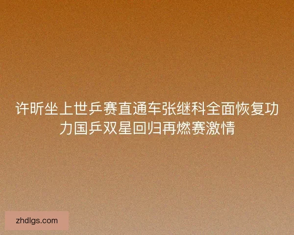 许昕坐上世乒赛直通车张继科全面恢复功力国乒双星回归再燃赛激情